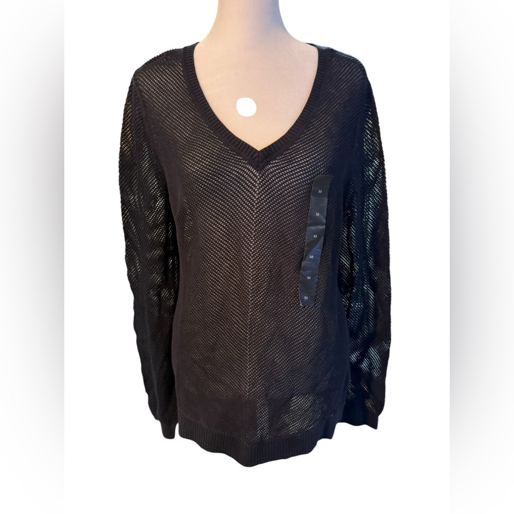 Banana Republic Women’s v neck long sleeve fishnet pullover top NWT size medium